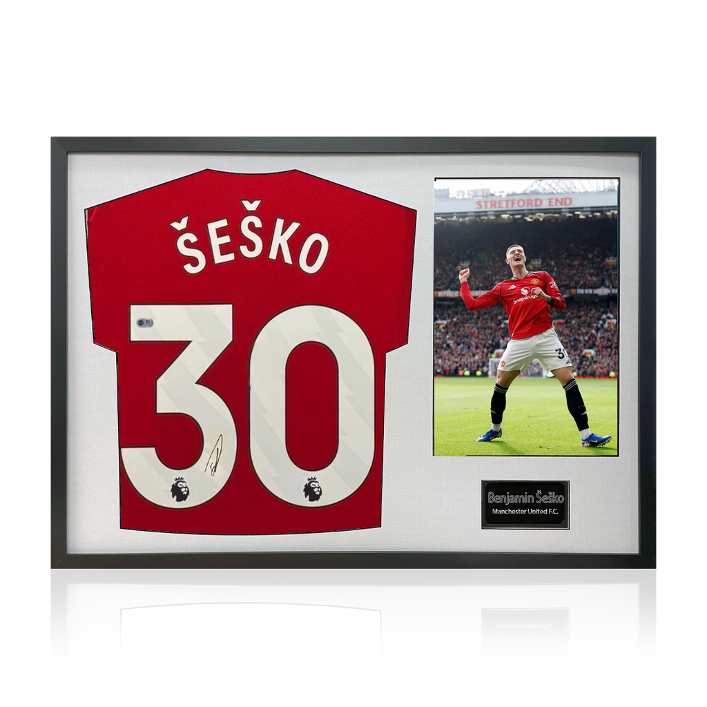 Benjamin Šeško Signed Manchester United Shirt Classic Frame (ACG Cert)
