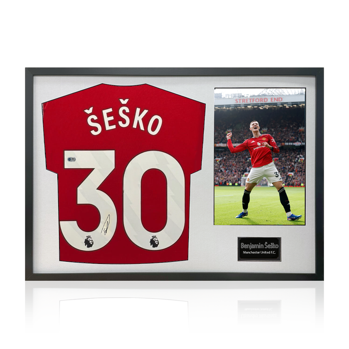Benjamin Šeško Signed Manchester United Shirt Classic Frame (ACG Cert)