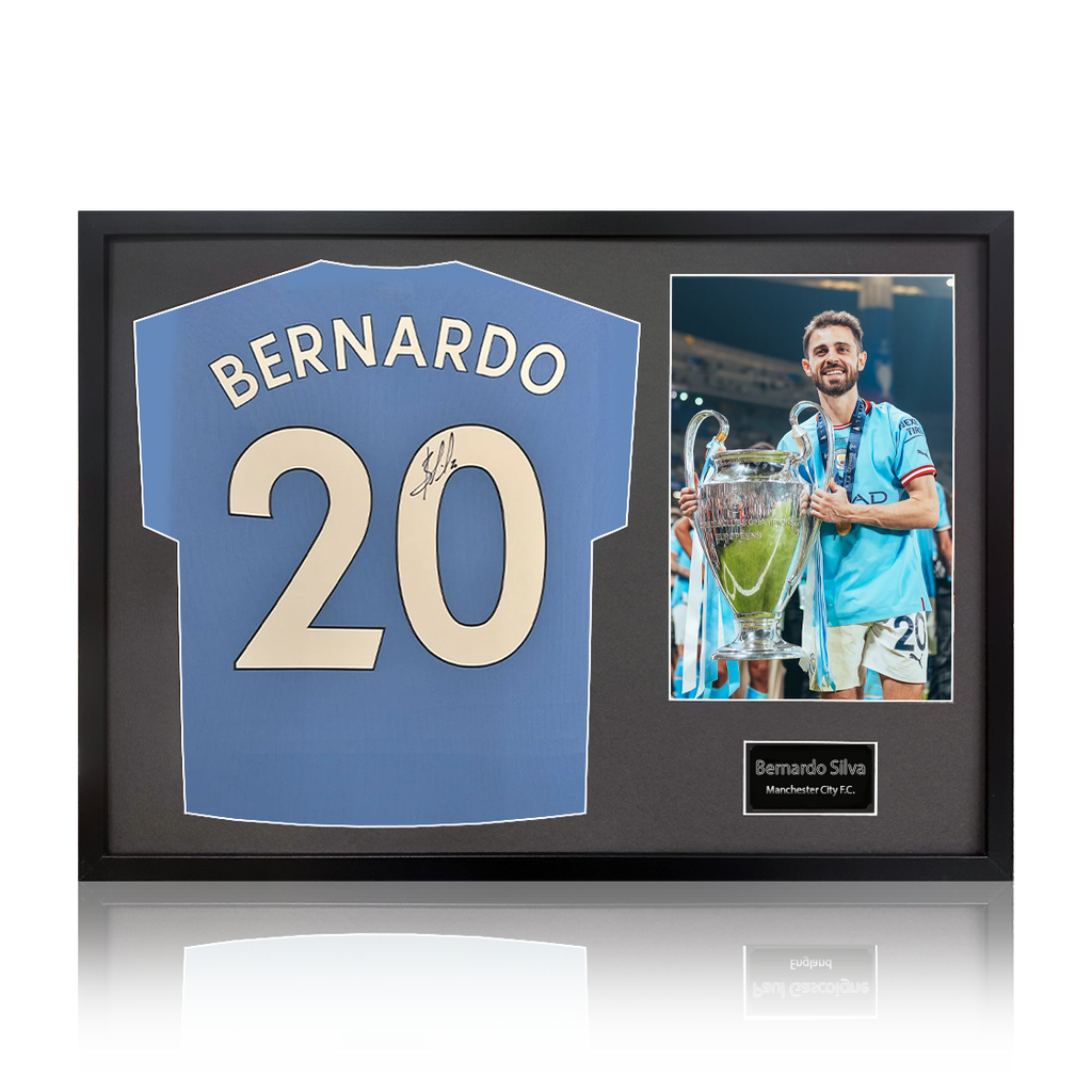 Bernardo Silva Signed Manchester City 23/24 Premier League Champions Shirt Classic Frame