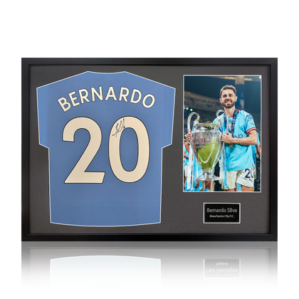 Bernardo Silva Signed Manchester City 23/24 Premier League Champions Shirt Classic Frame