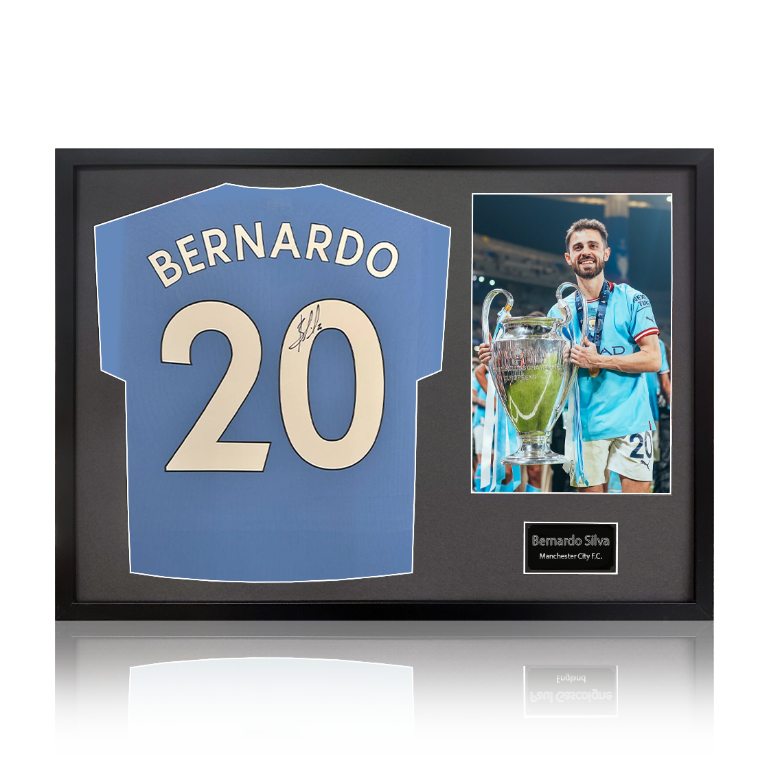 Bernardo Silva Signed Manchester City 23/24 Premier League Champions Shirt Classic Frame