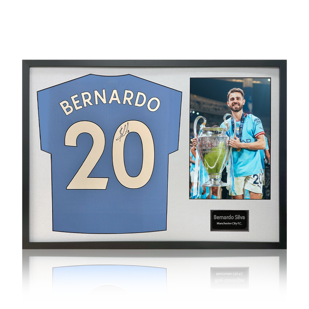 Bernardo Silva Signed Manchester City 23/24 Premier League Champions Shirt Classic Frame
