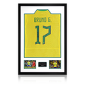 Bruno Guimarães Signed Brazil Shirt Premium Frame