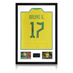Bruno Guimarães Signed Brazil Shirt Premium Frame