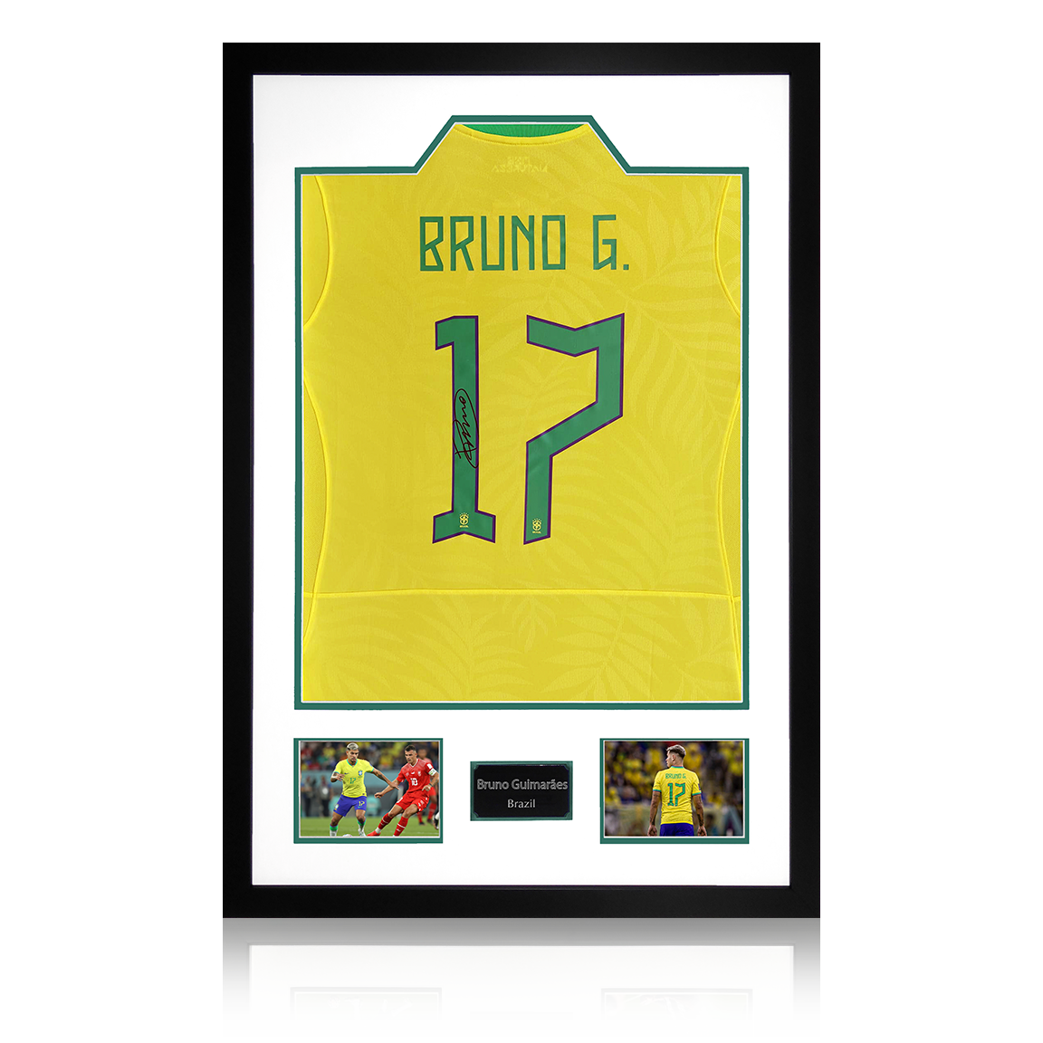 Bruno Guimarães Signed Brazil Shirt Premium Frame