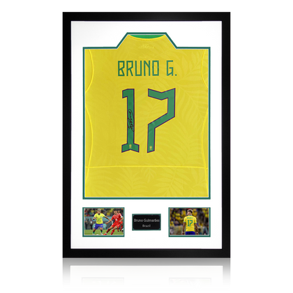 Bruno Guimarães Signed Brazil Shirt Premium Frame