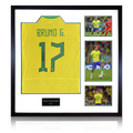 Bruno Guimarães Signed Brazil Shirt Elite Frame