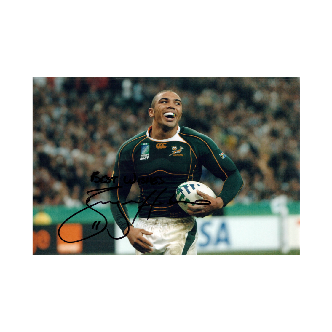 Bryan Habana Signed 12x8 Image