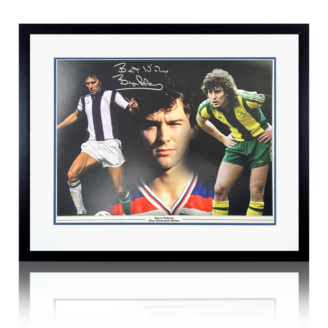 Bryan Robson Signed West Bromwich Albion 16x12 Image Deluxe Mount Frame