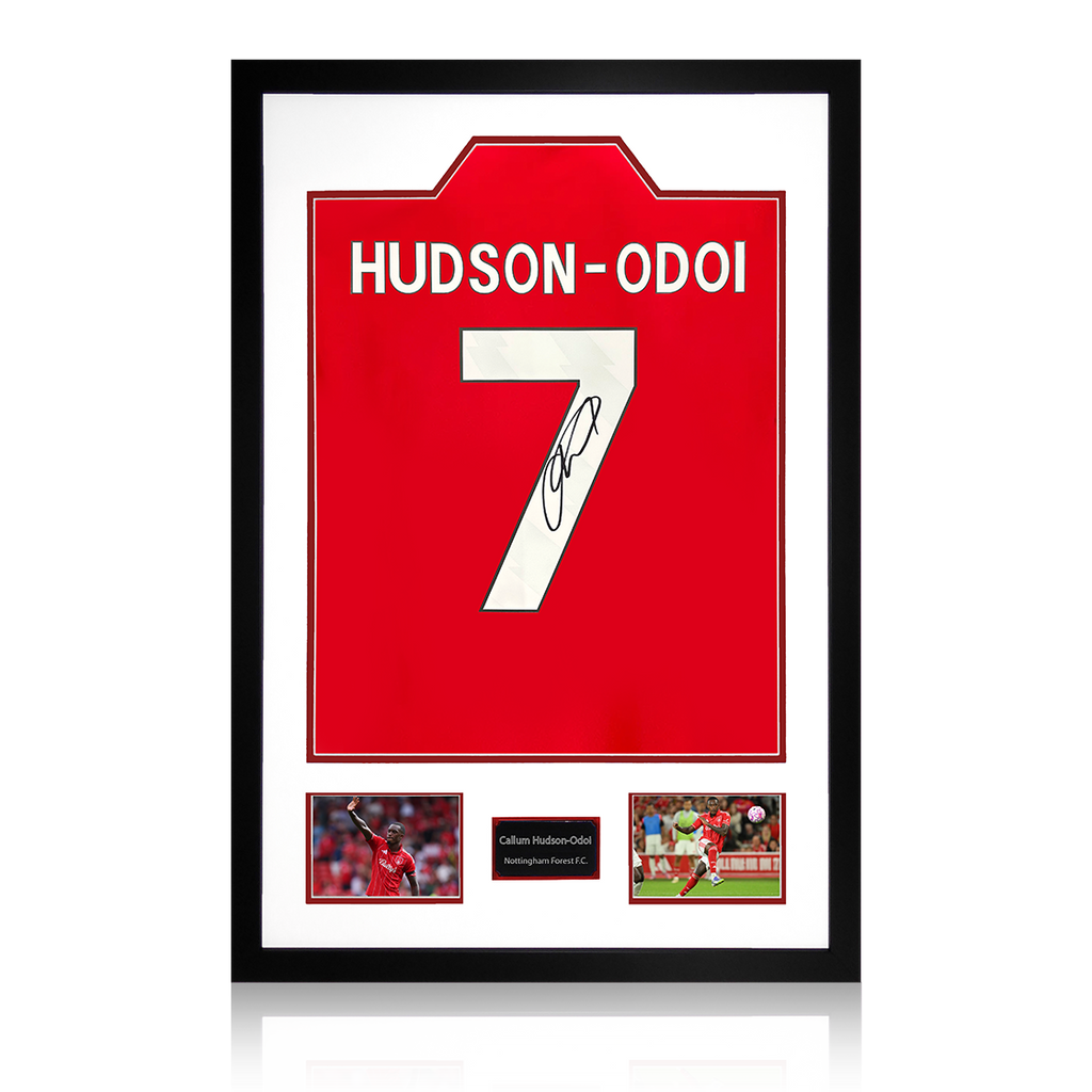 Callum Hudson-Odoi Signed Nottingham Forest Shirt Premium Frame