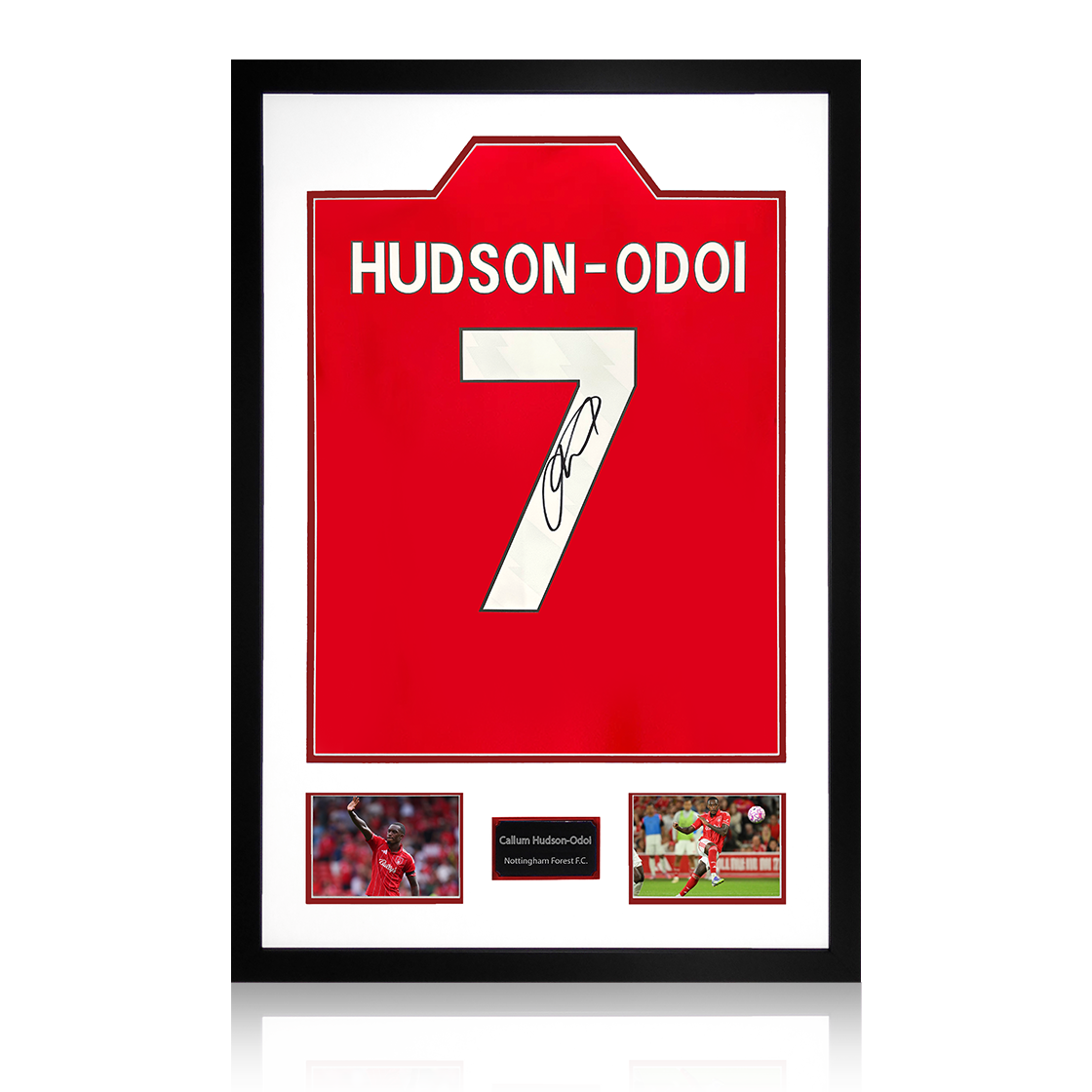 Callum Hudson-Odoi Signed Nottingham Forest Shirt Premium Frame