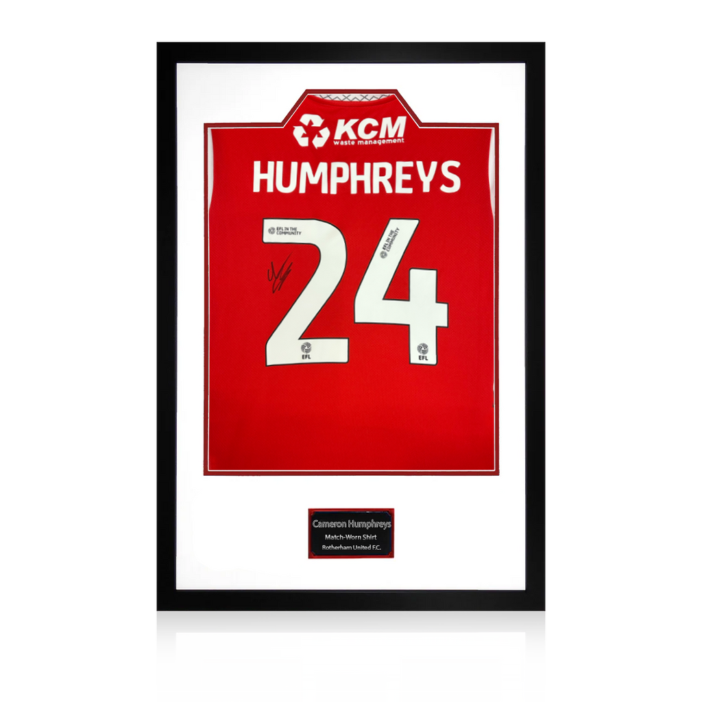 Cameron Humphreys Match-Worn & Signed Rotherham United Shirt Premium Frame