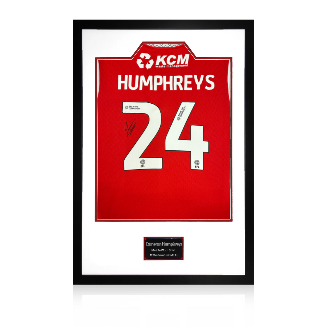 Cameron Humphreys Match-Worn & Signed Rotherham United Shirt Premium Frame