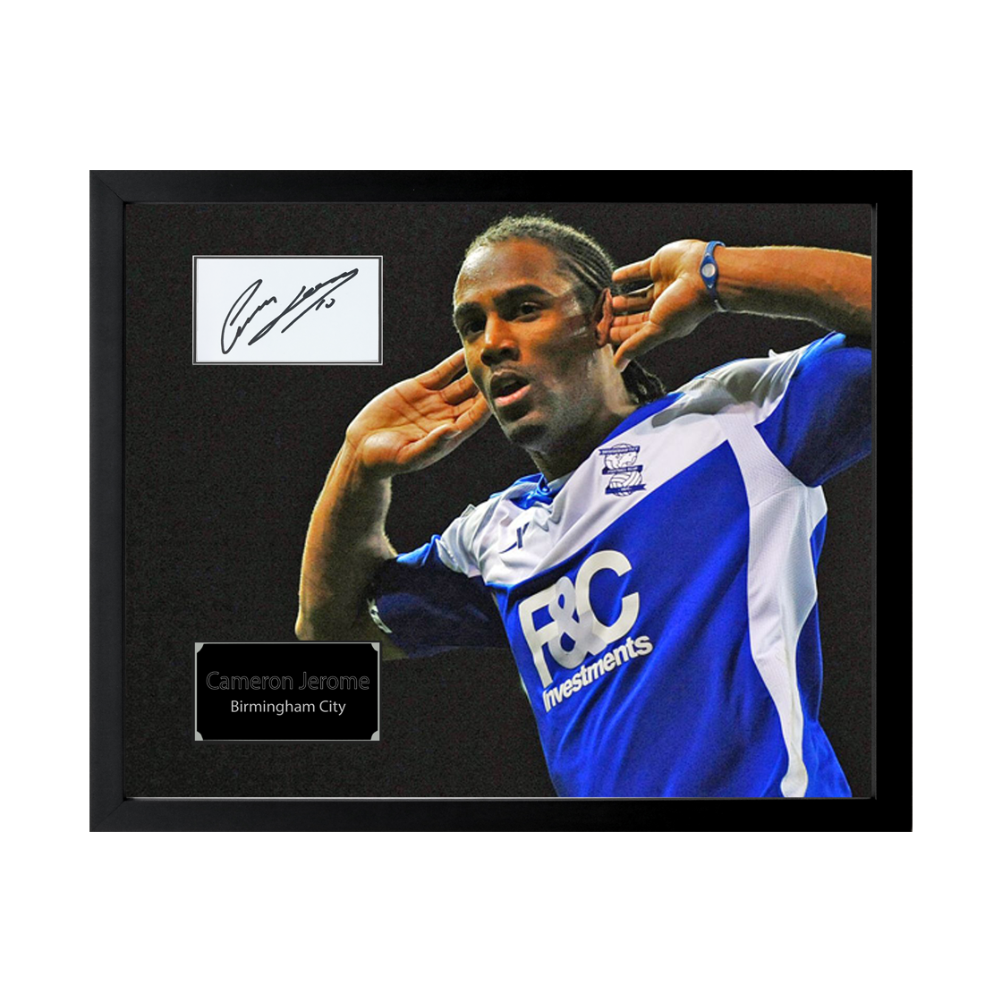 Cameron Jerome Signed Birmingham City Cut Deluxe Mount Frame