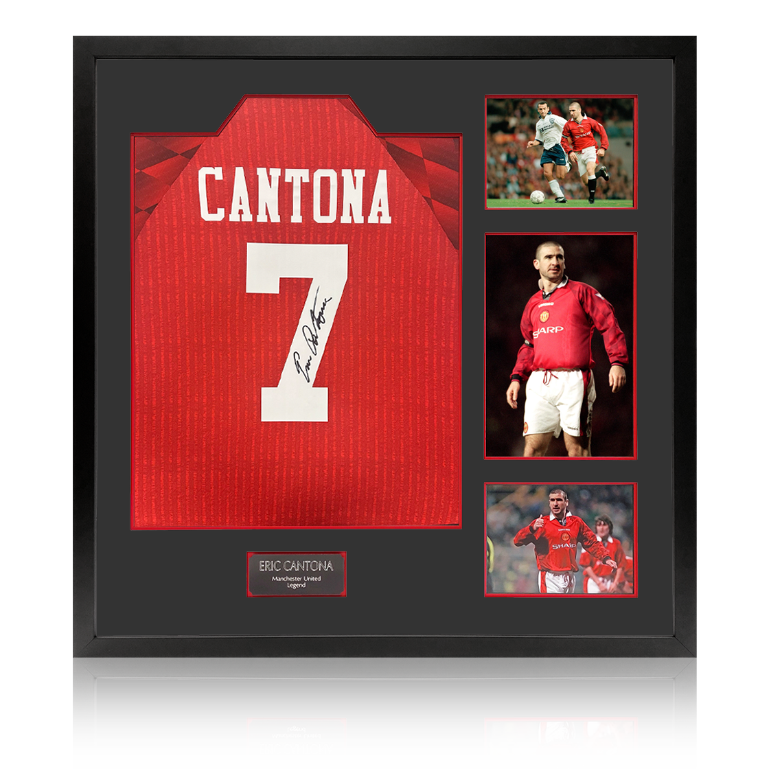 Eric Cantona Signed Manchester United Shirt Elite Frame