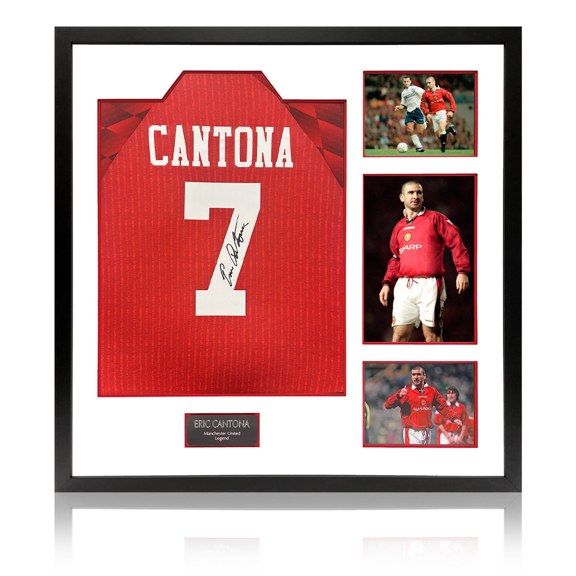 Eric Cantona Signed Manchester United Shirt Elite Frame