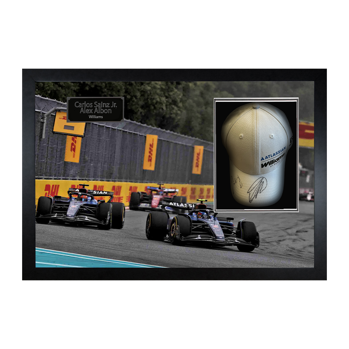 Carlos Sainz Jr & Alex Albon Signed Williams Racing F1 Cap Iconic Frame (ACG Cert)