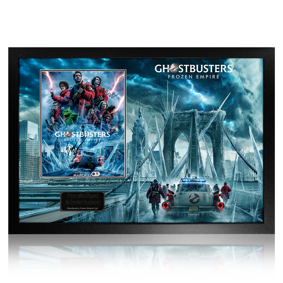 Ernie Hudson & Finn Wolfhard Signed Ghostbusters: Frozen Empire Image Premium Frame (ACG Cert)
