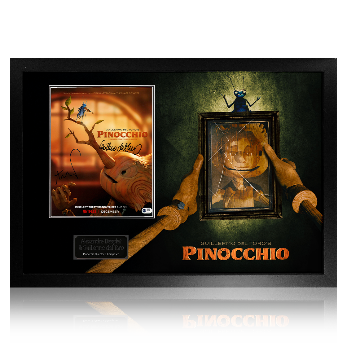 Guillermo del Toro & Alexandre Desplat Signed Pinocchio Image Premium Frame (ACG Cert)
