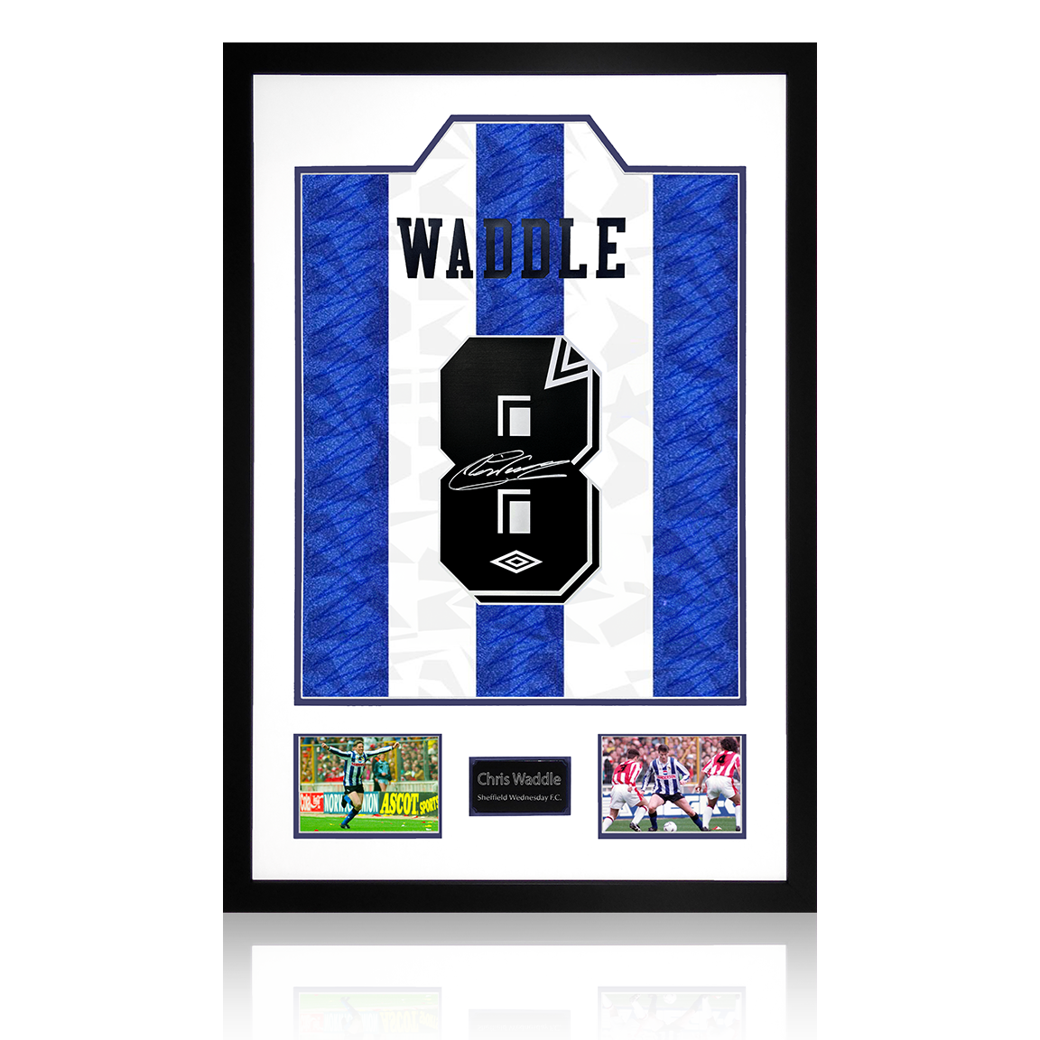 Chris Waddle Signed Sheffield Wednesday Home Shirt Premium Frame