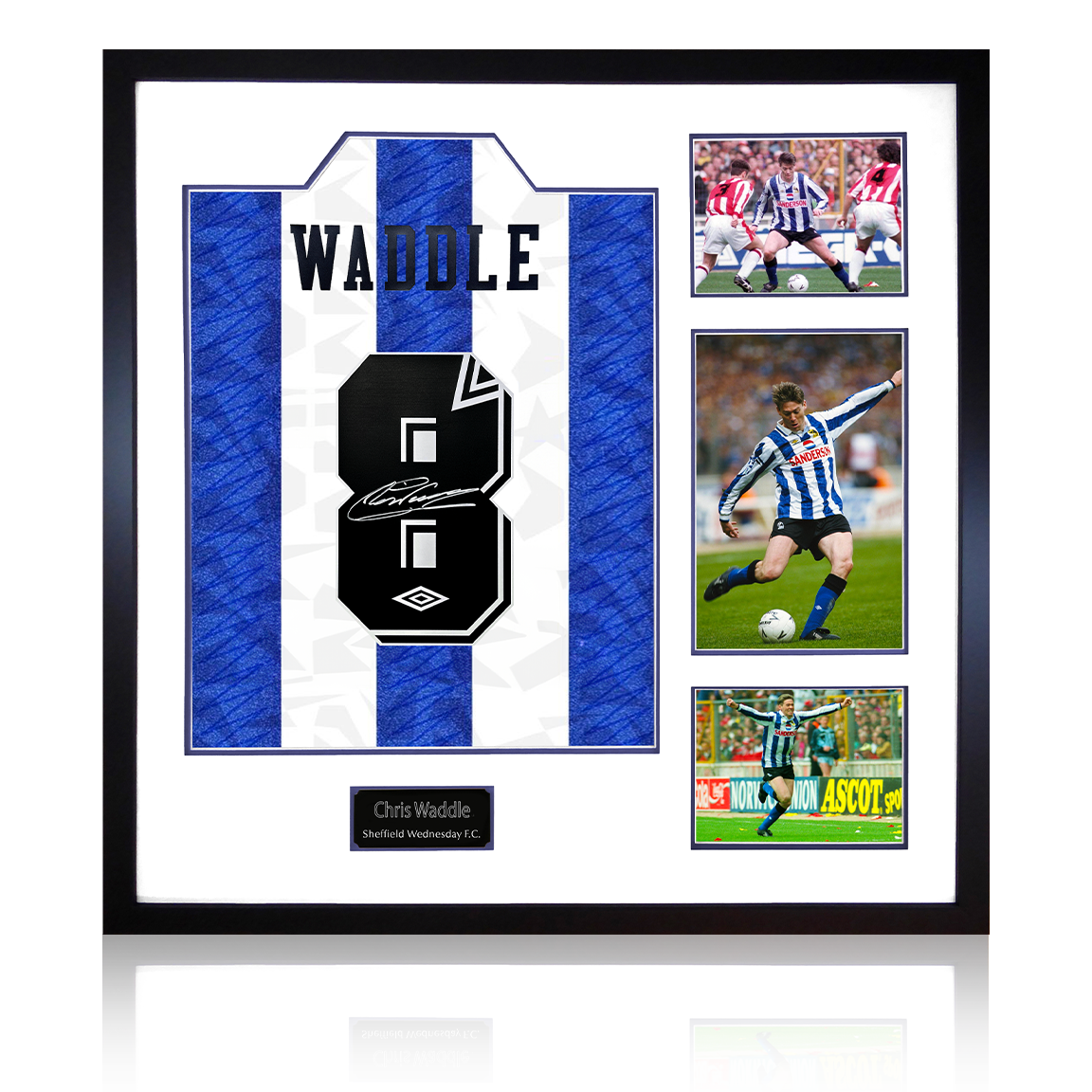 Chris Waddle Signed Sheffield Wednesday Home Shirt Elite Frame