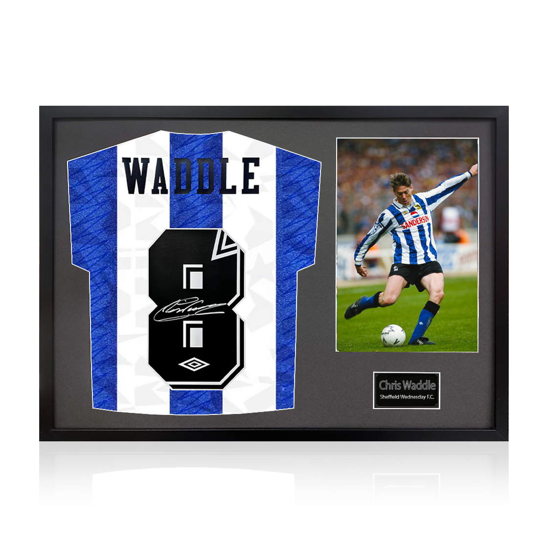 Chris Waddle Signed Sheffield Wednesday Home Shirt Classic Frame