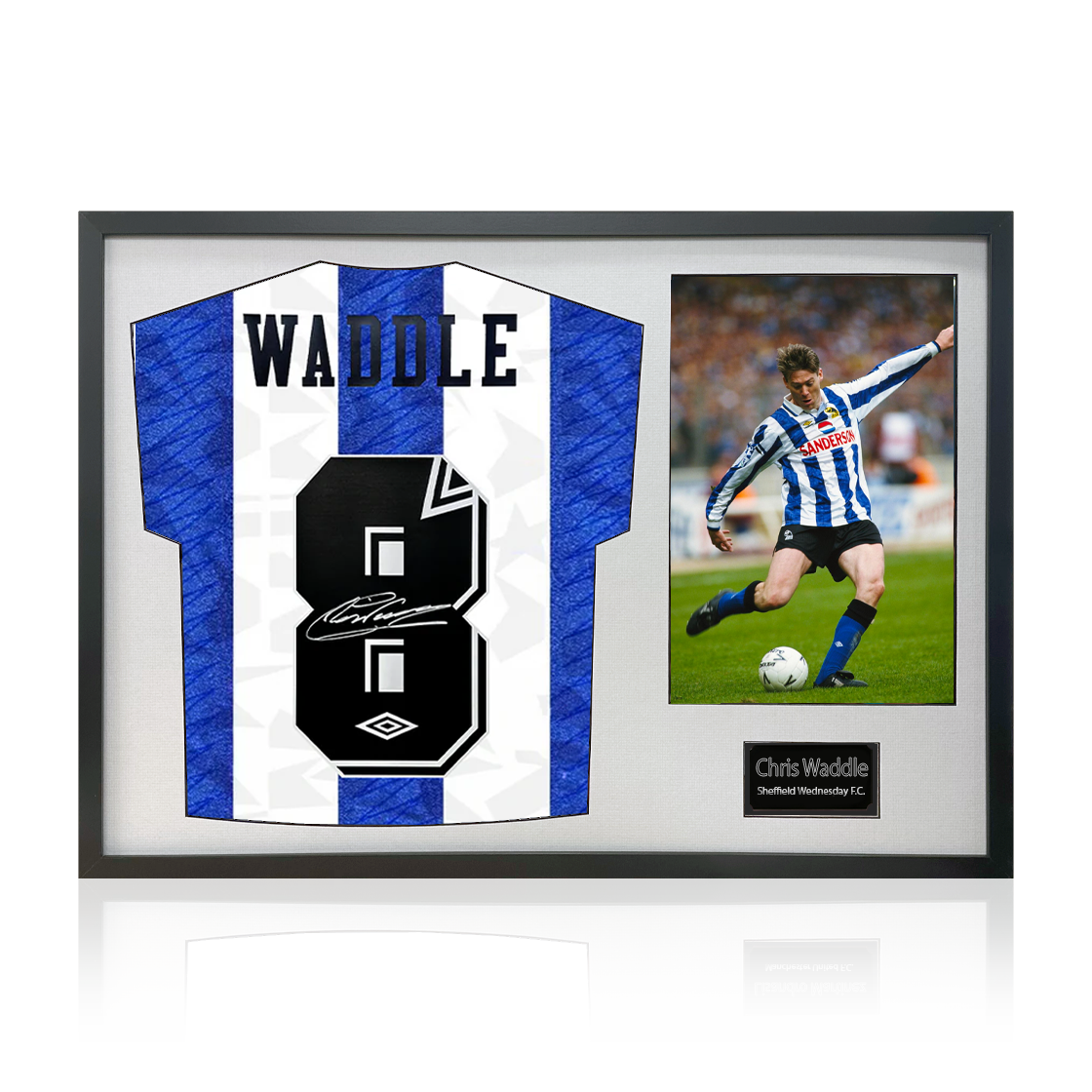 Chris Waddle Signed Sheffield Wednesday Home Shirt Classic Frame