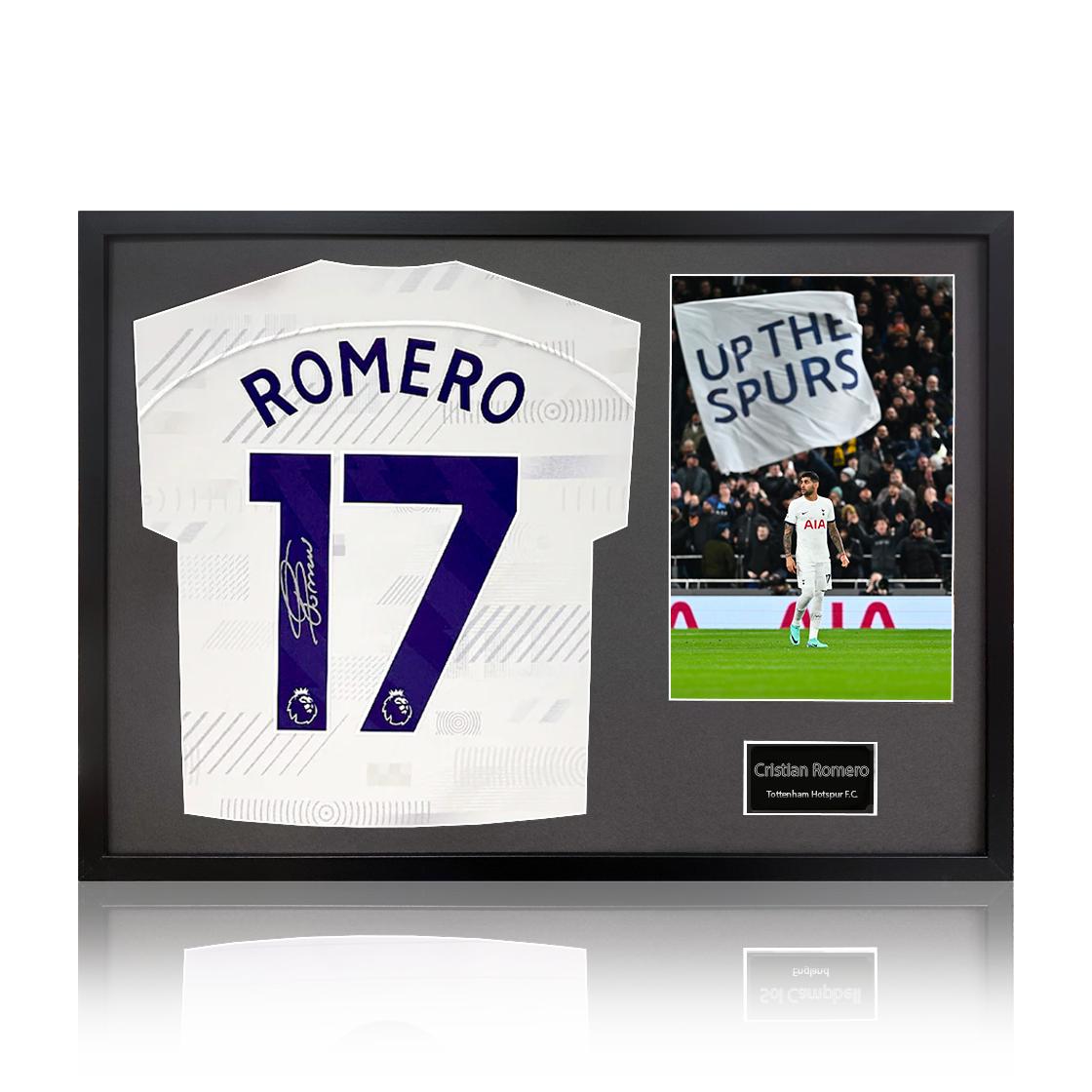 Cristian Romero Signed Tottenham Hotspur Shirt Classic Frame