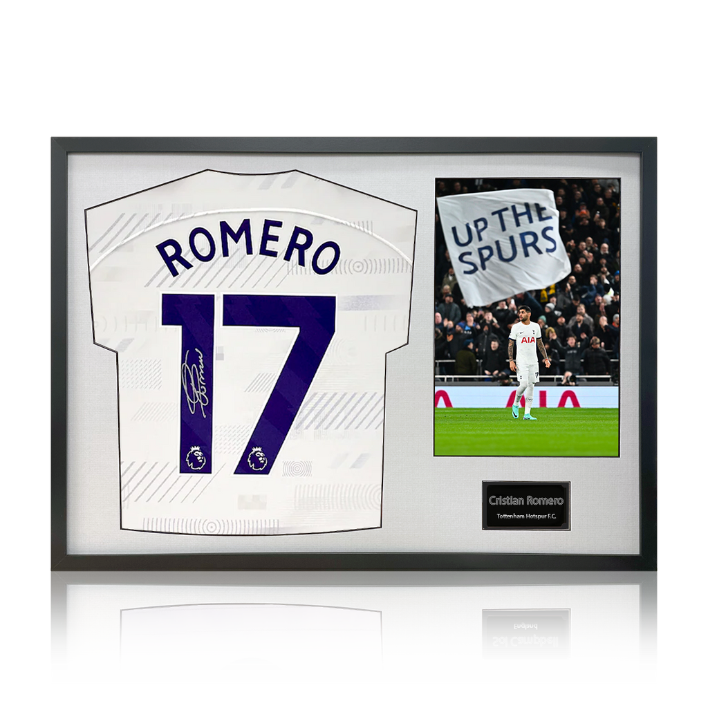 Cristian Romero Signed Tottenham Hotspur Shirt Classic Frame
