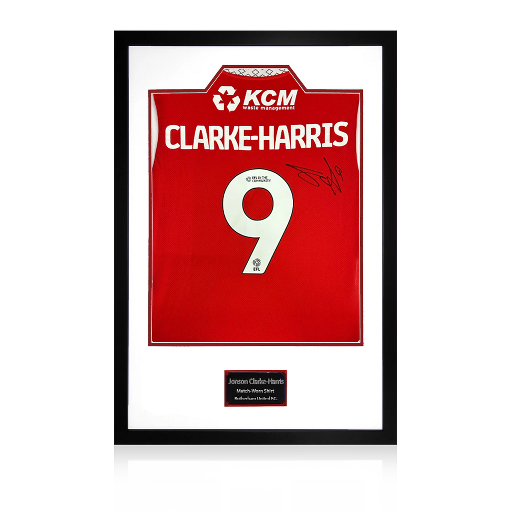 Jonson Clarke-Harris Match-Worn & Signed Rotherham United Shirt Premium Frame