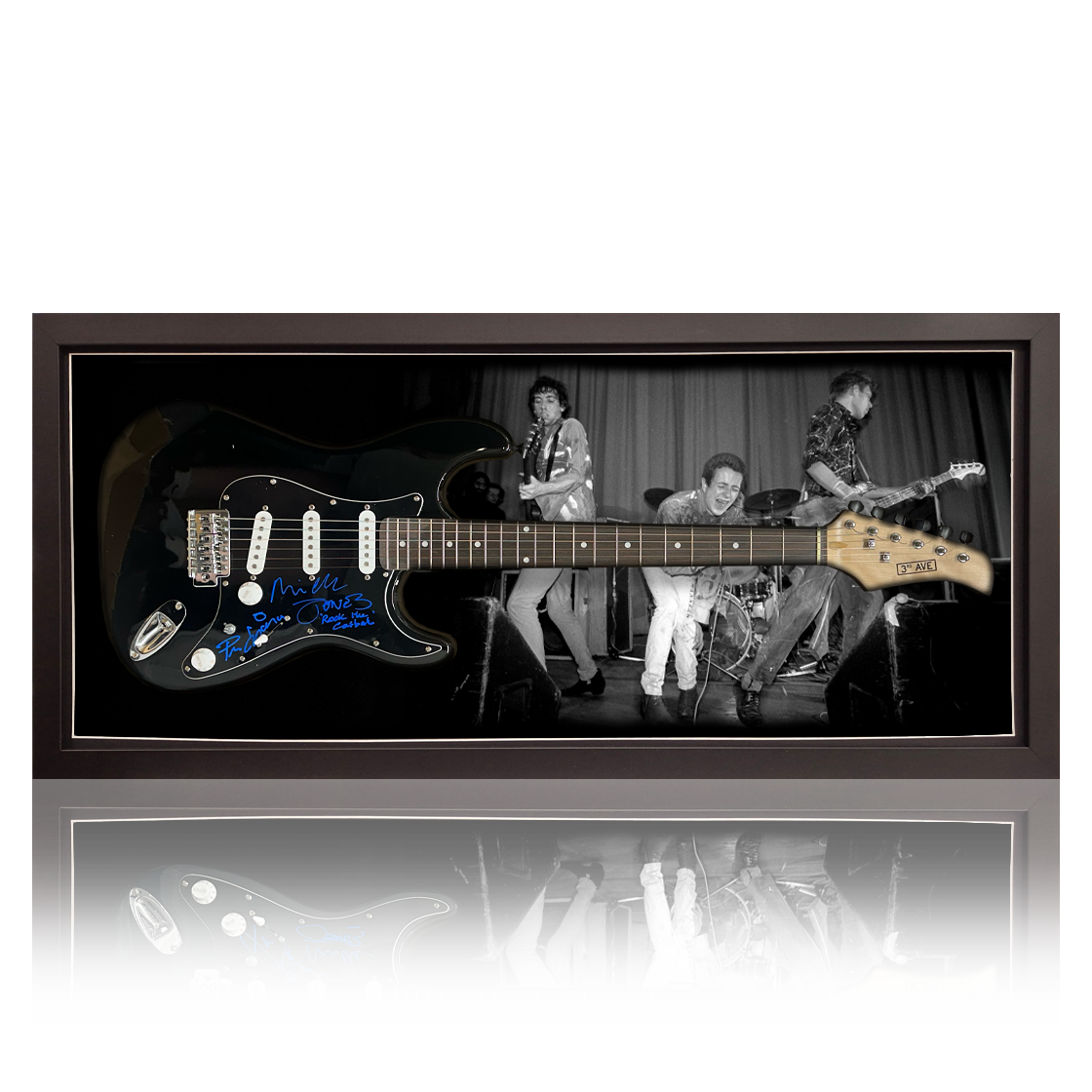 Mick Jones & Paul Simonon The Clash Signed Guitar Frame