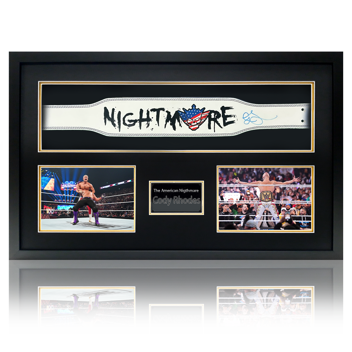 Cody Rhodes Signed WWE White American Nightmare Weight Belt Premium Frame (Beckett & JSA)