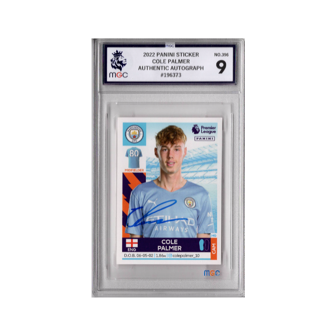 Cole Palmer Signed Manchester City Panini Rookie Sticker