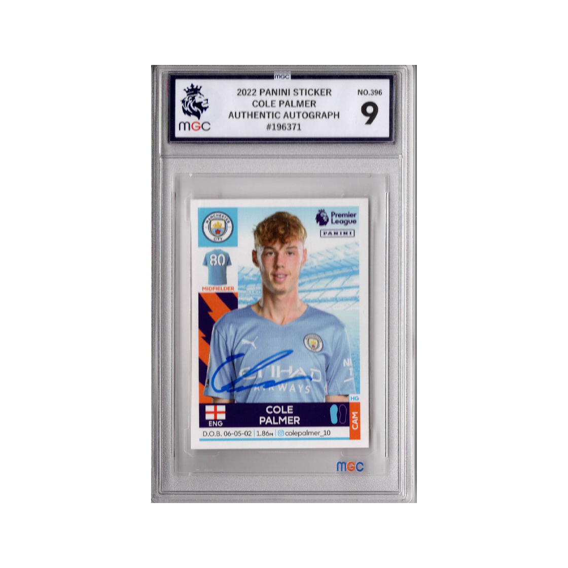 Cole Palmer Signed Manchester City Panini Rookie Sticker