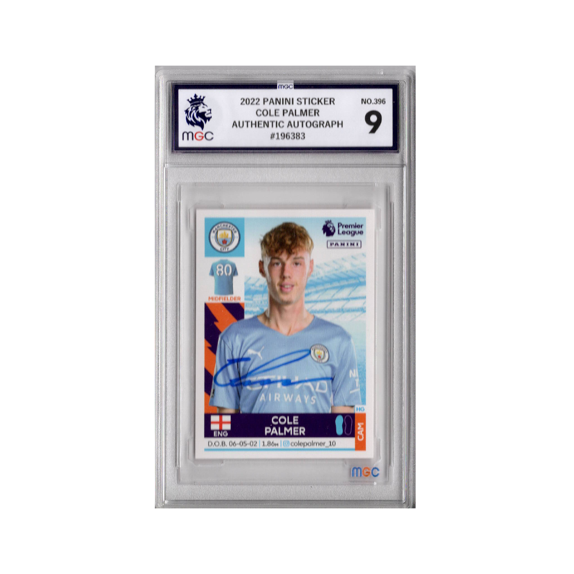 Cole Palmer Signed Manchester City Panini Rookie Sticker
