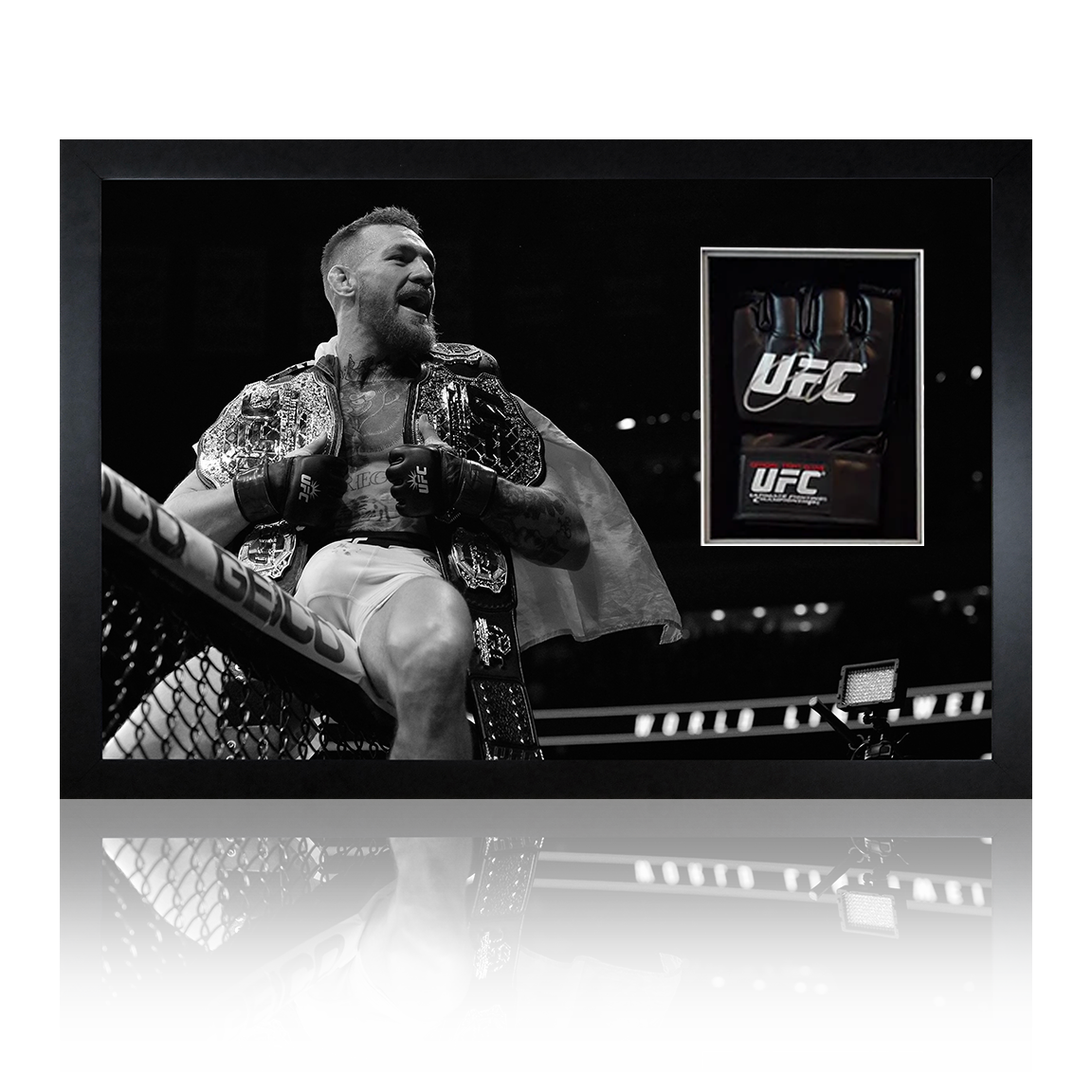 Conor McGregor Celebration Signed UFC Mitt Iconic Frame