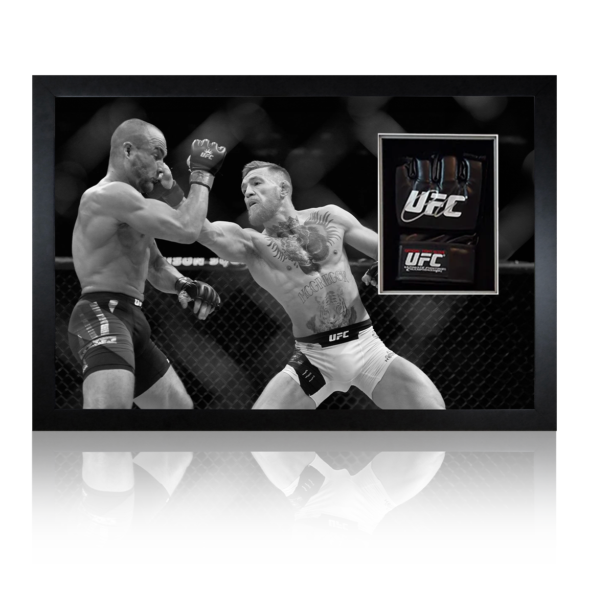 Conor McGregor vs Alvarez Signed UFC Mitt Iconic Frame