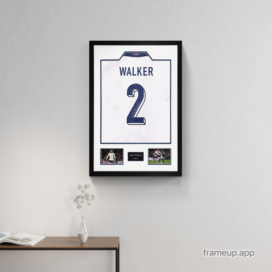 Kyle Walker Signed England Shirt Premium Frame