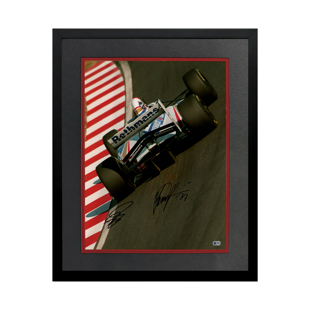 Damon Hill & David Coulthard Signed 16x12 Image Deluxe Mount Frame