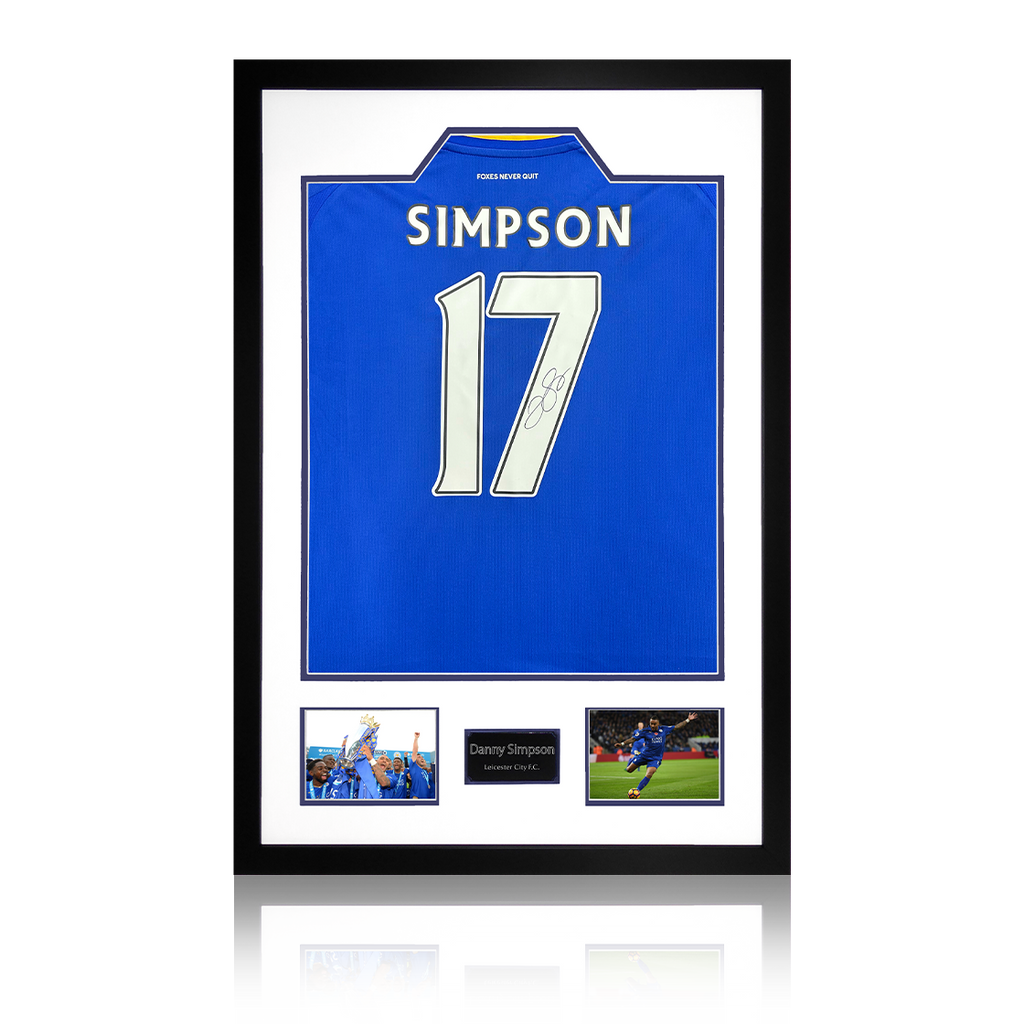 Danny Simpson Signed Leicester City Shirt Premium Frame