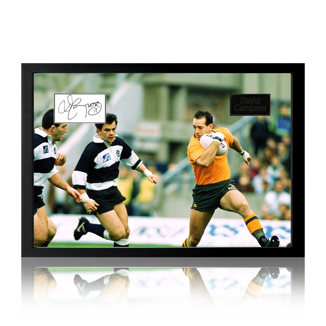 David Campese Signed Australia Rugby Cut Iconic Frame