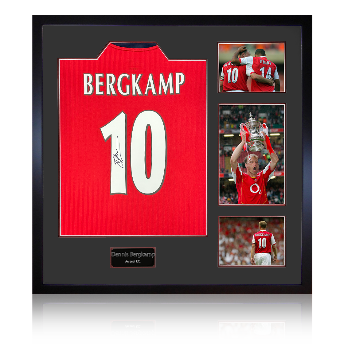 Dennis Bergkamp Signed Arsenal Shirt Elite Frame