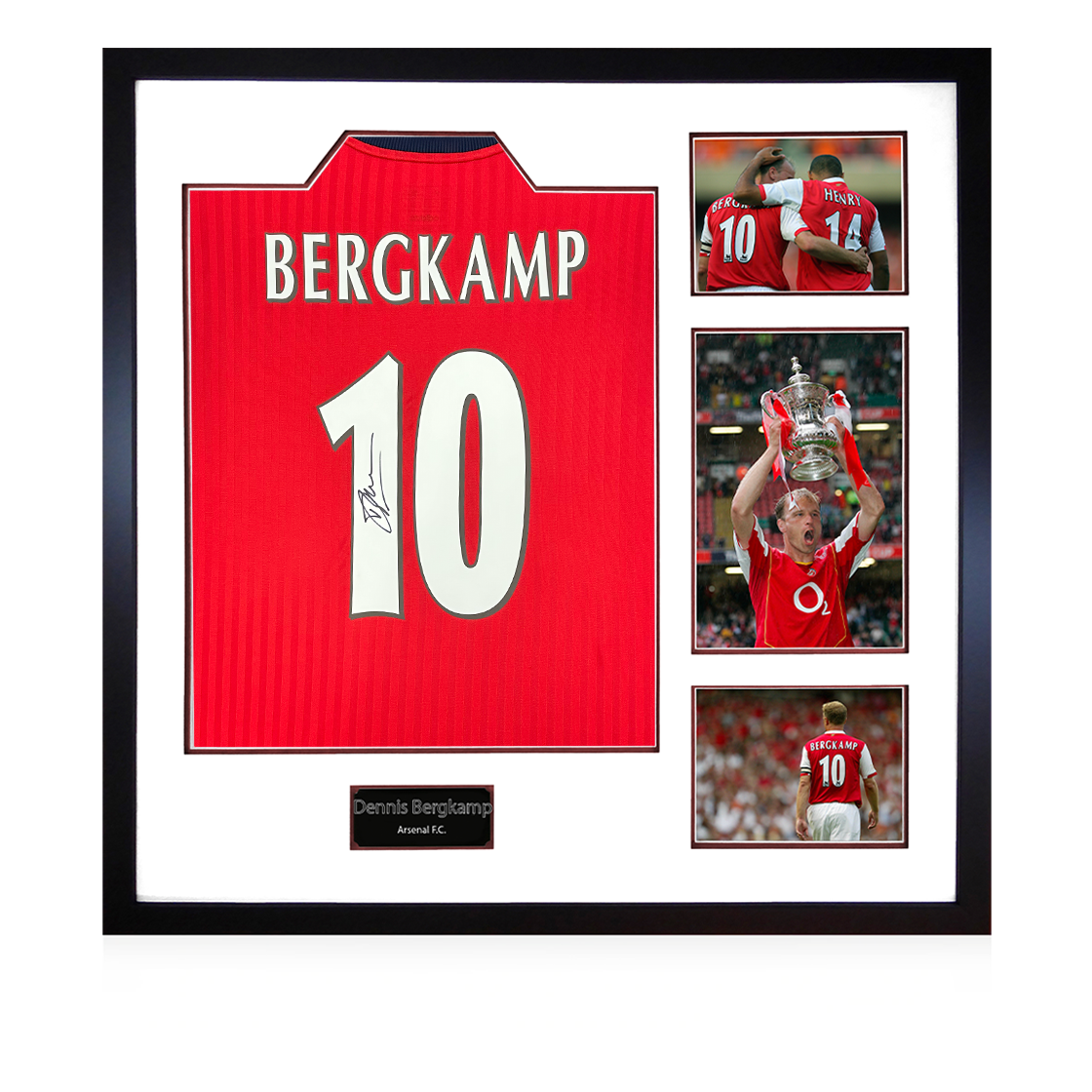Dennis Bergkamp Signed Arsenal Shirt Elite Frame