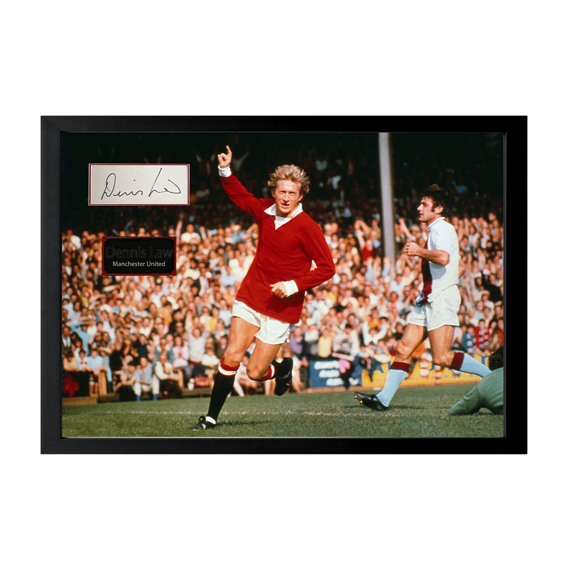 Dennis Law Signed Manchester United Cut Iconic Frame (ACG Cert)
