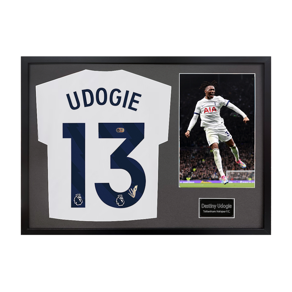 Destiny Udogie Signed Tottenham Hotspur Shirt Classic Frame (ACG Cert)