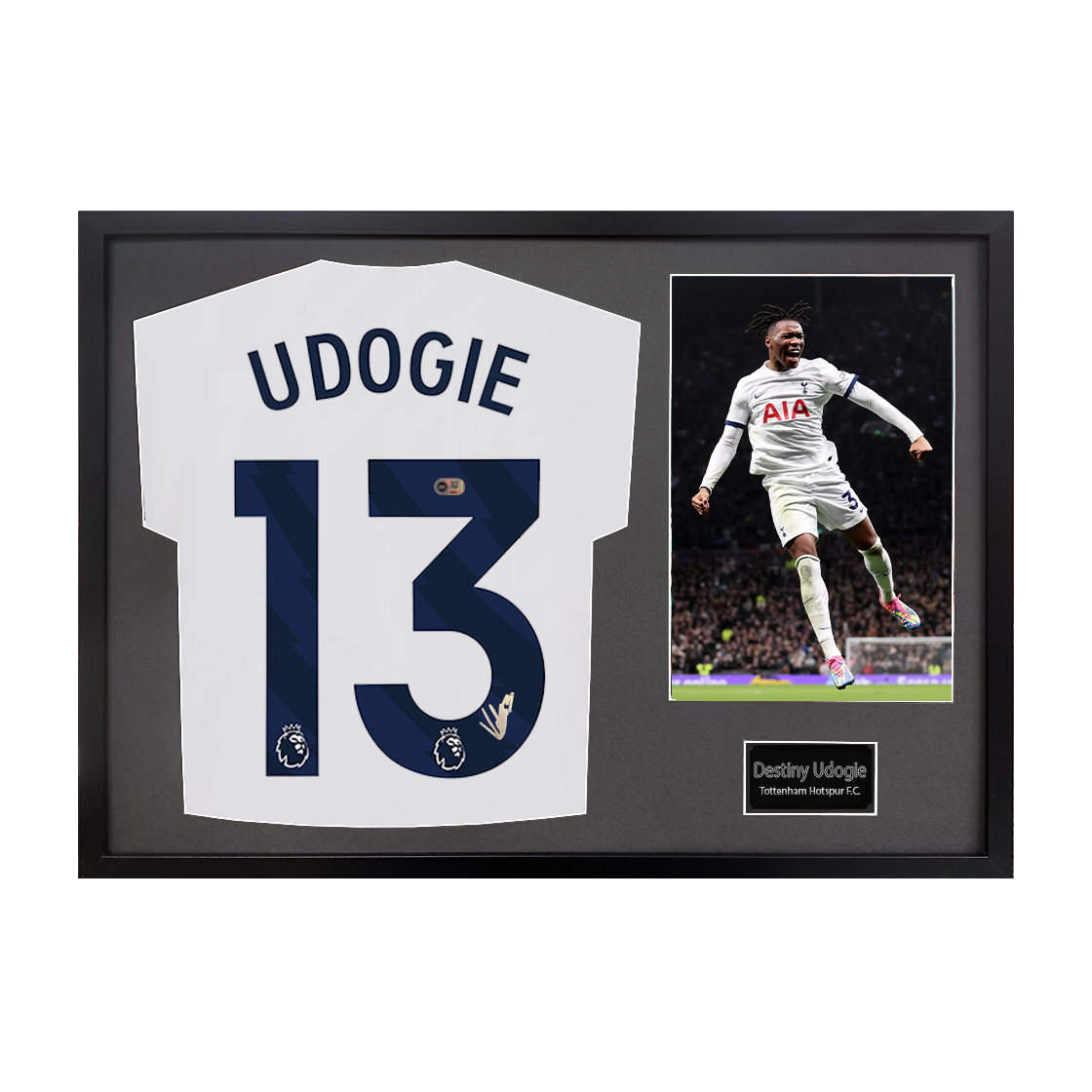 Destiny Udogie Signed Tottenham Hotspur Shirt Classic Frame (ACG Cert)