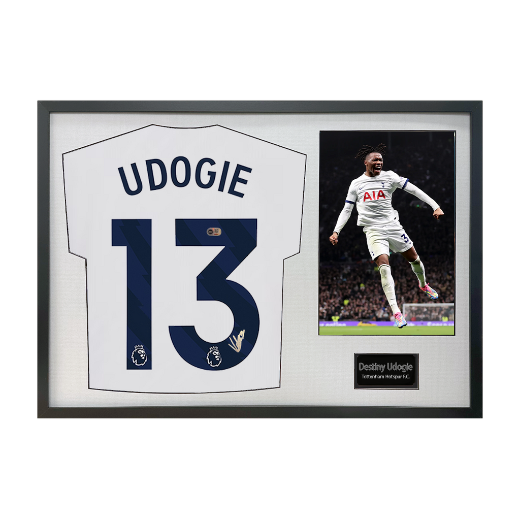 Destiny Udogie Signed Tottenham Hotspur Shirt Classic Frame (ACG Cert)