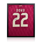 Jérémy Doku Signed Belgium Shirt Compact Frame