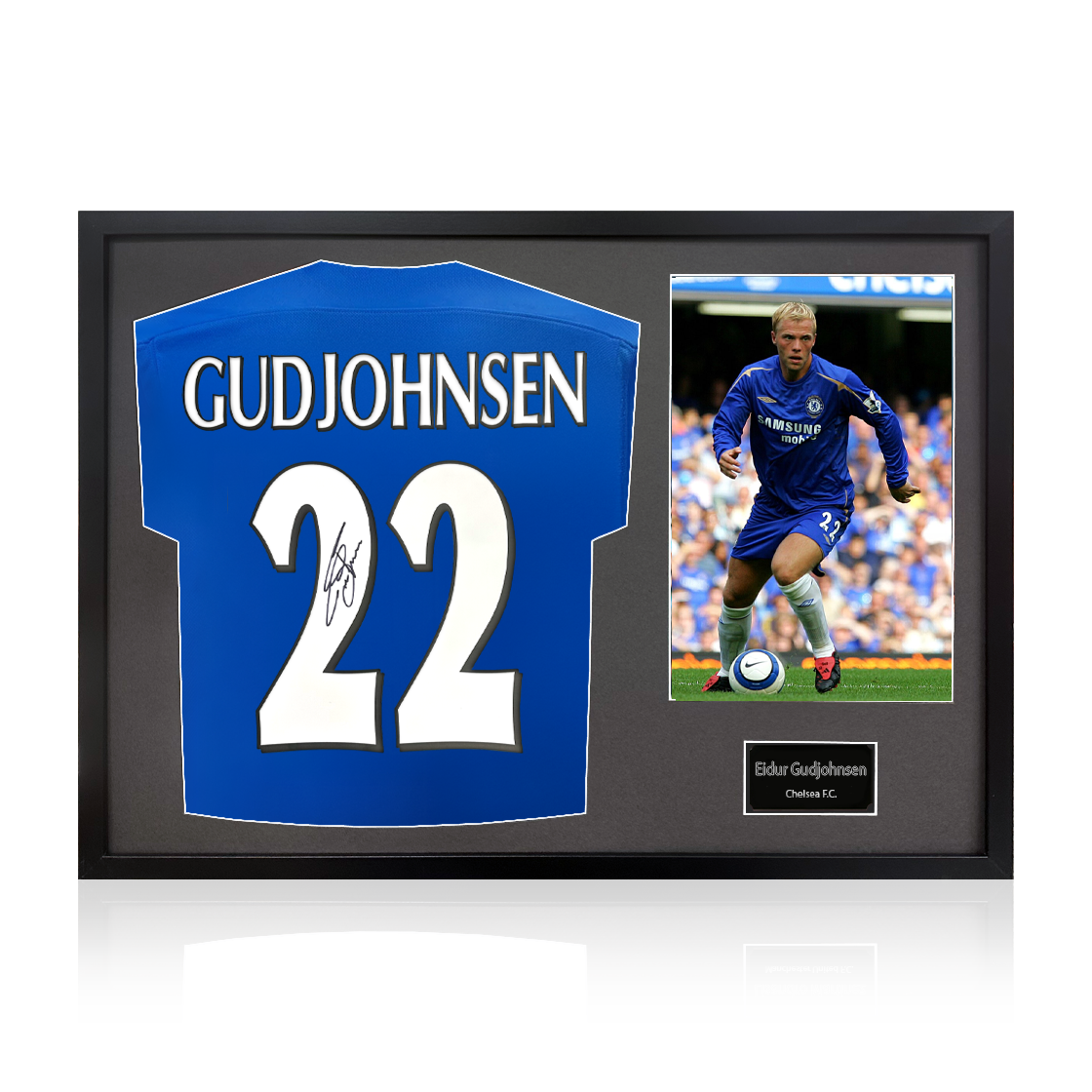 Eidur Gudjohnsen Signed Chelsea Shirt Classic Frame
