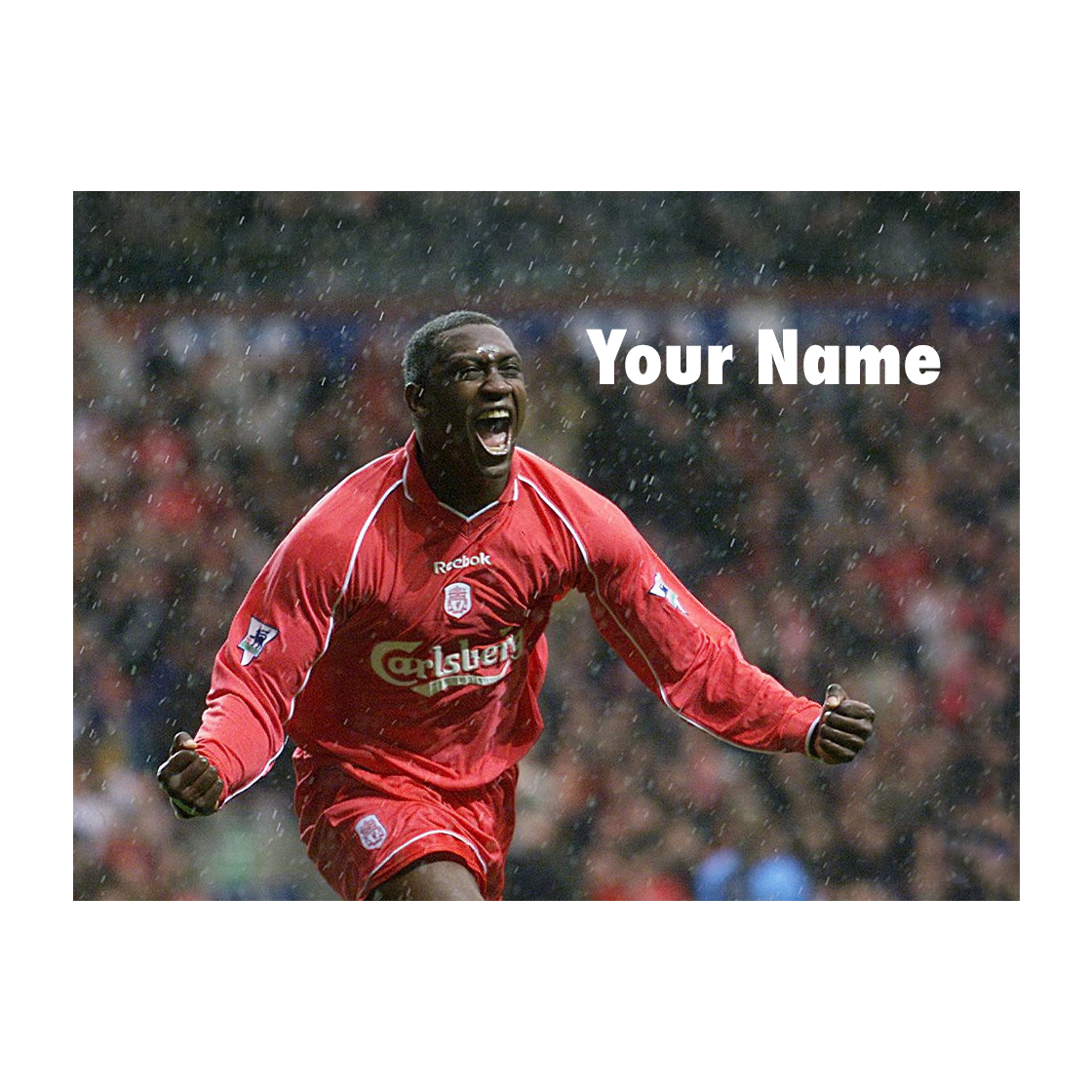 Emile Heskey Signed & Dedicated Liverpool 16x12 Image